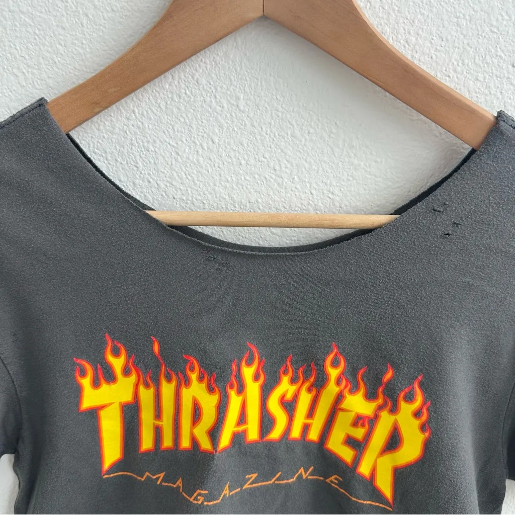 Thrasher Magazine Off the Shoulder Cropped Tee - Image 3