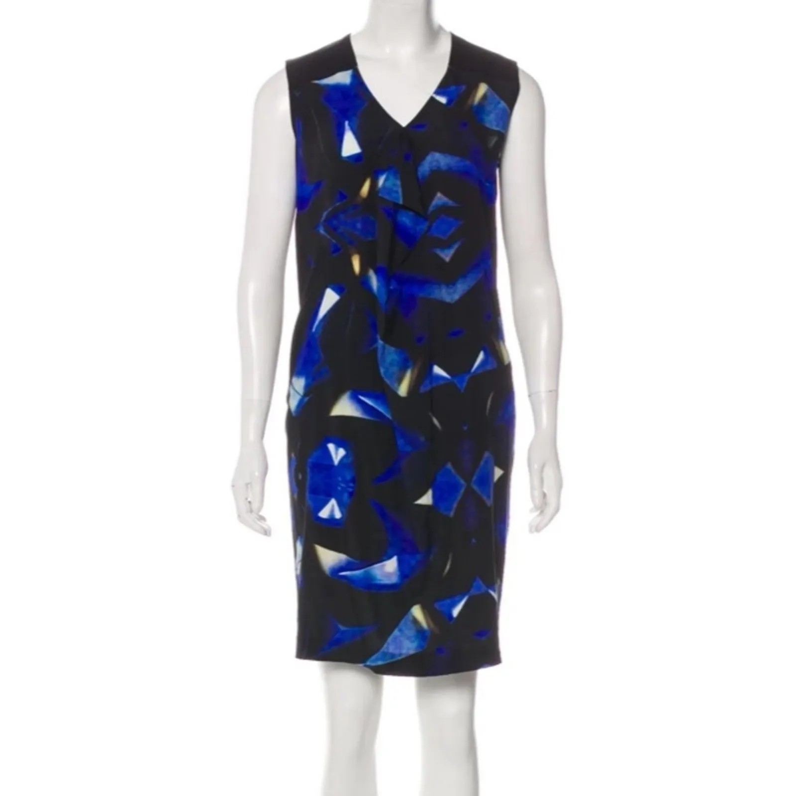 Zero Maria Cornejo abstract print silk dress Blue Size 4 - Image 4
