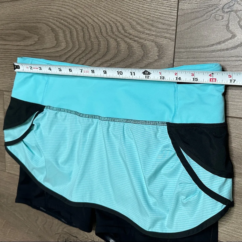 Lululemon Speed‎ Squad Ruffle Skort Shorts Blue Black Size 10 - Image 10