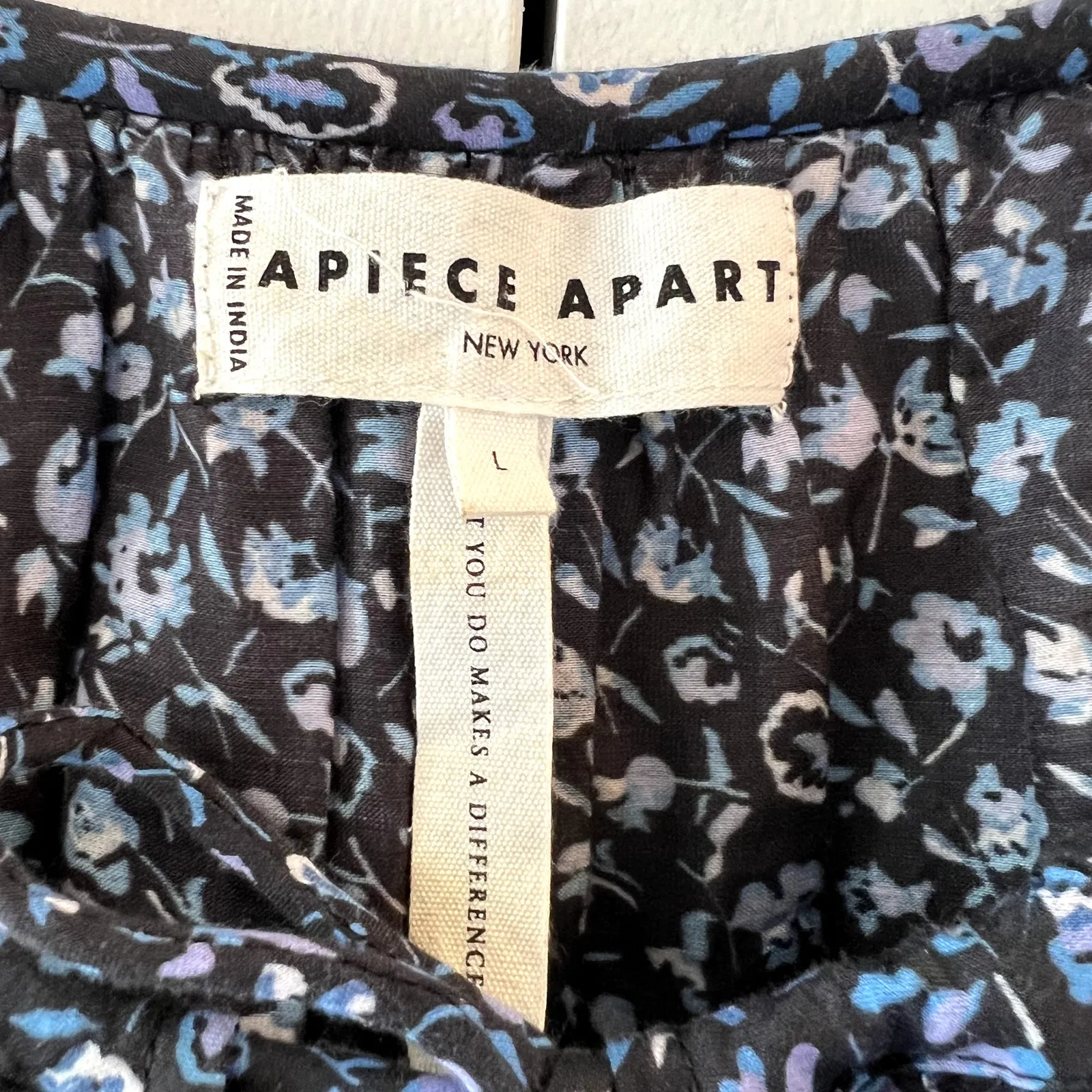 Apiece Apart Aude Floral Black Cotton Silk Flounce Cropped Top L - Image 5