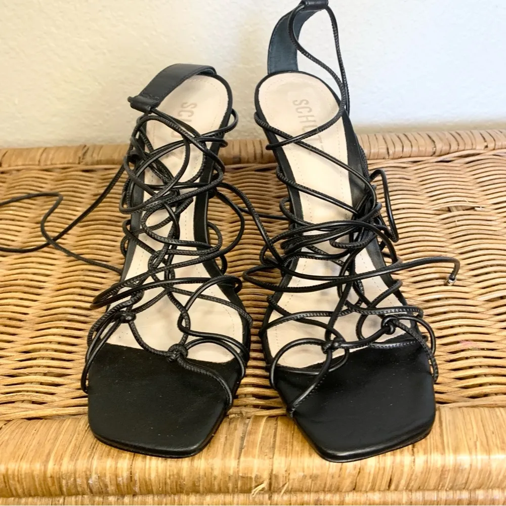 Schutz Heyde Leather Lace Up High Heel Sandal Size 8 - Image 7