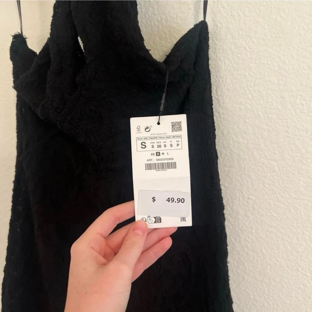 ZARA  Black Textured Halter Neck Mini Dress — NWT - Image 3