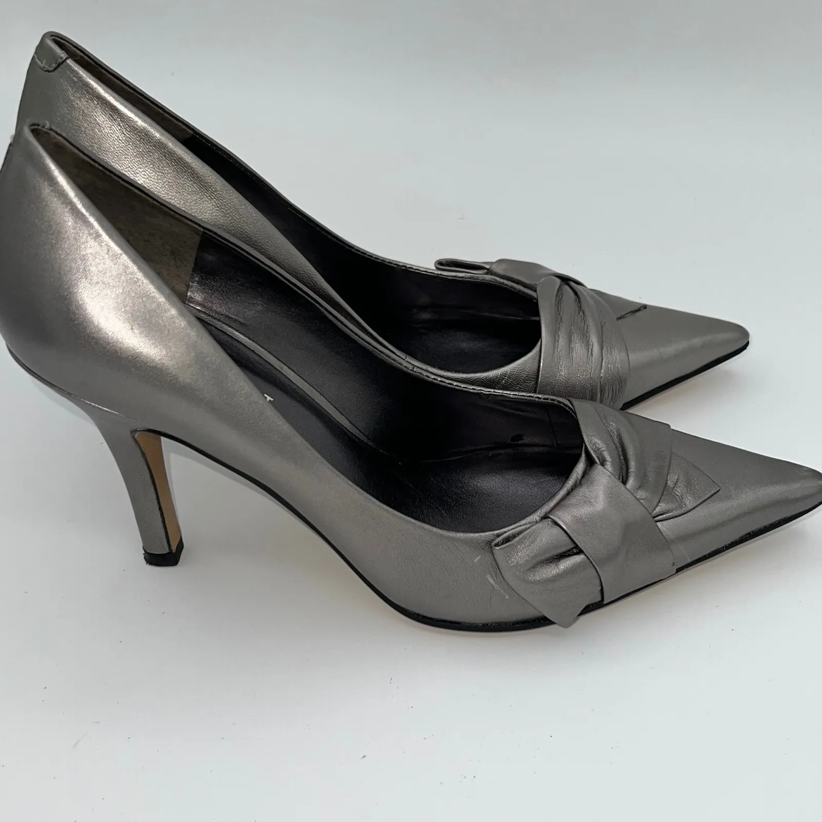 Nine West Booboo Pewter High Heel Pumps Size 6M Pointed Toe Party Dress‎ Shoes - Image 6