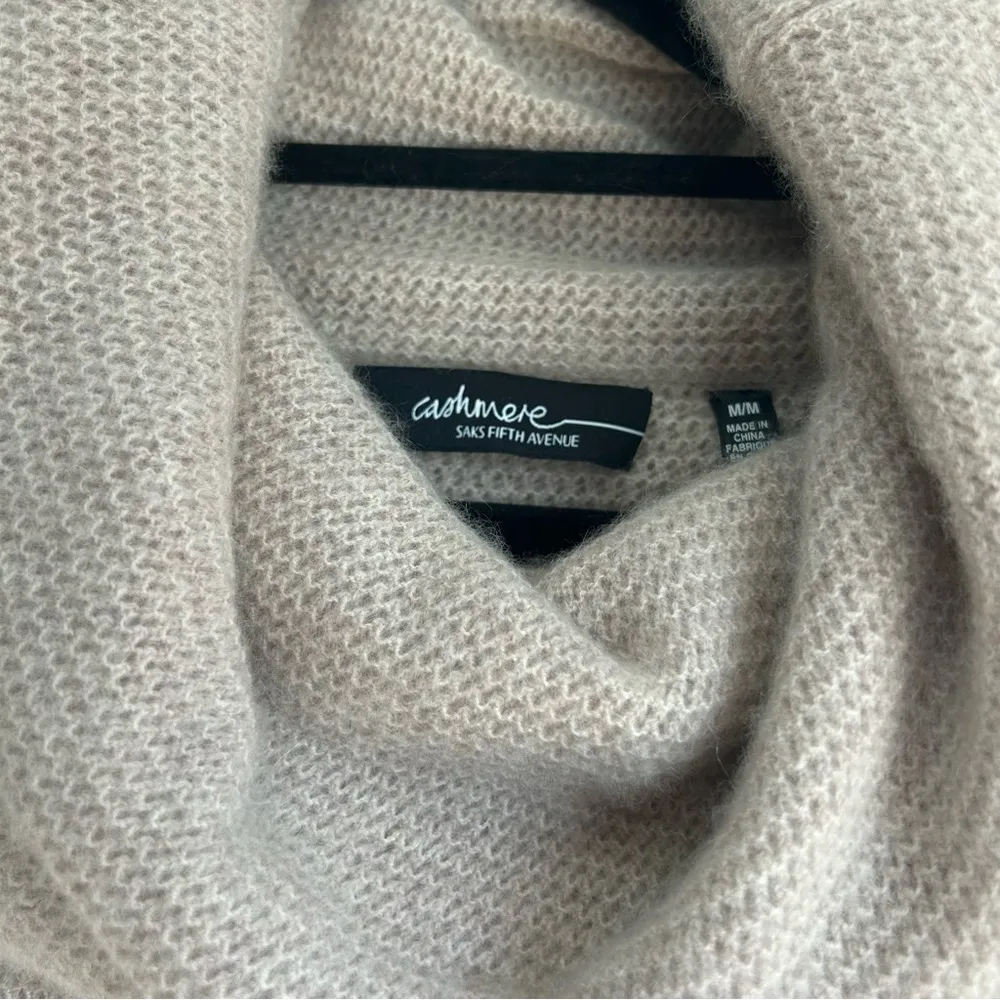 Saks Fifth Avenue 100% Cashmere Knit Cowl Neck Cozy Sweater P4155 - Image 2