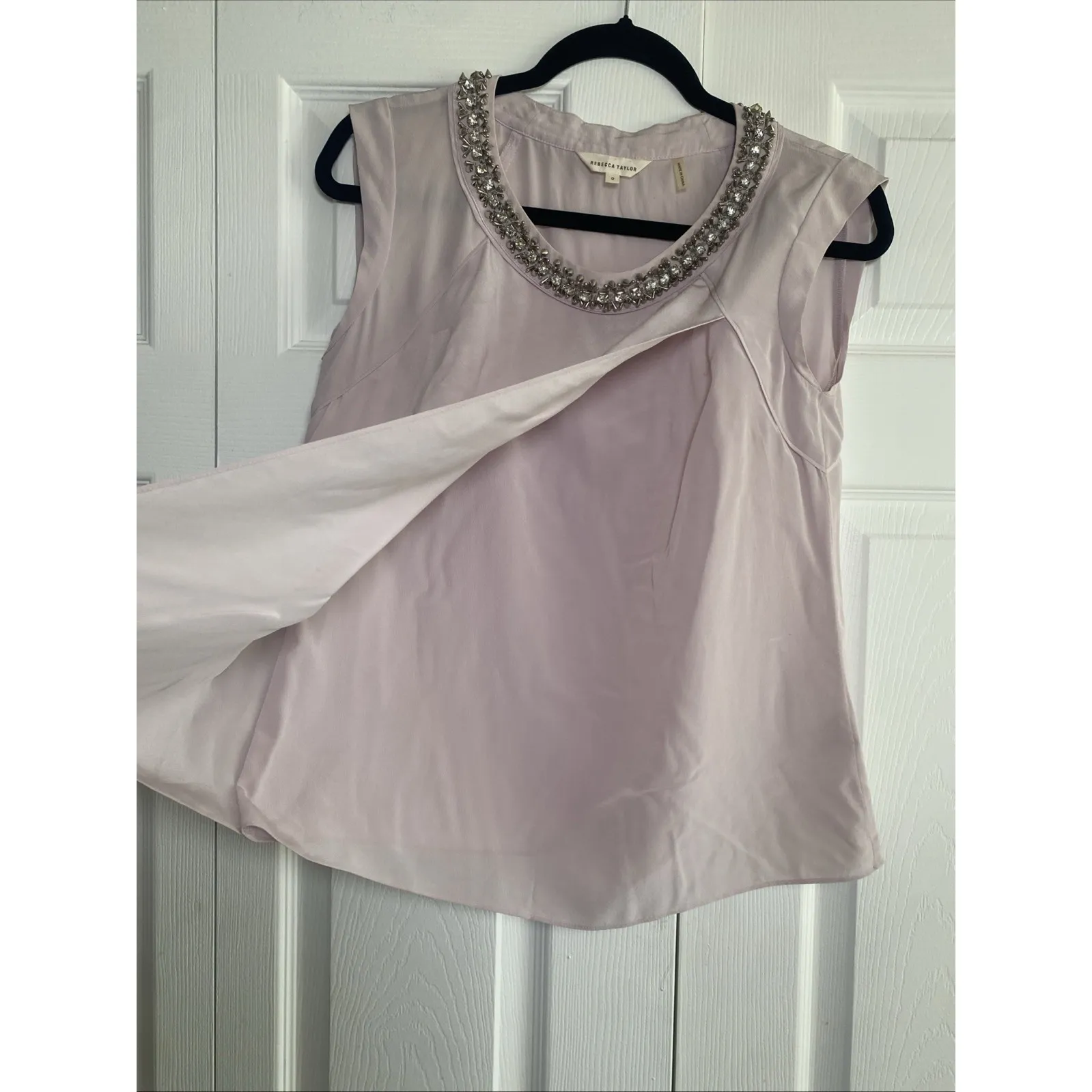 Rebecca Taylor Womens Size 0 Purple Top Studded Jewel Neckline - Image 6