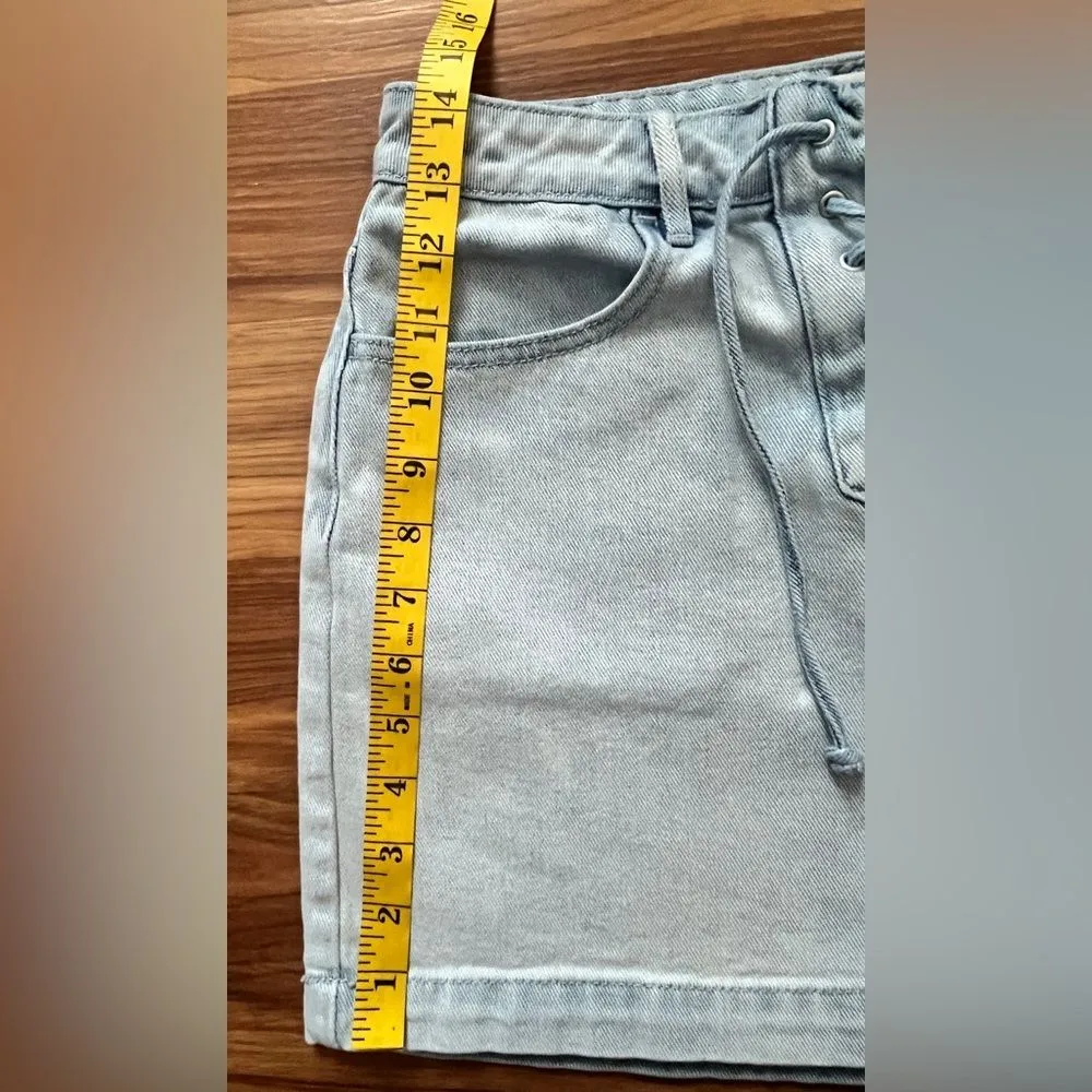 Pac Sun Denim Skirt Criss Cross Detail Light Wash Size 25 - Image 3