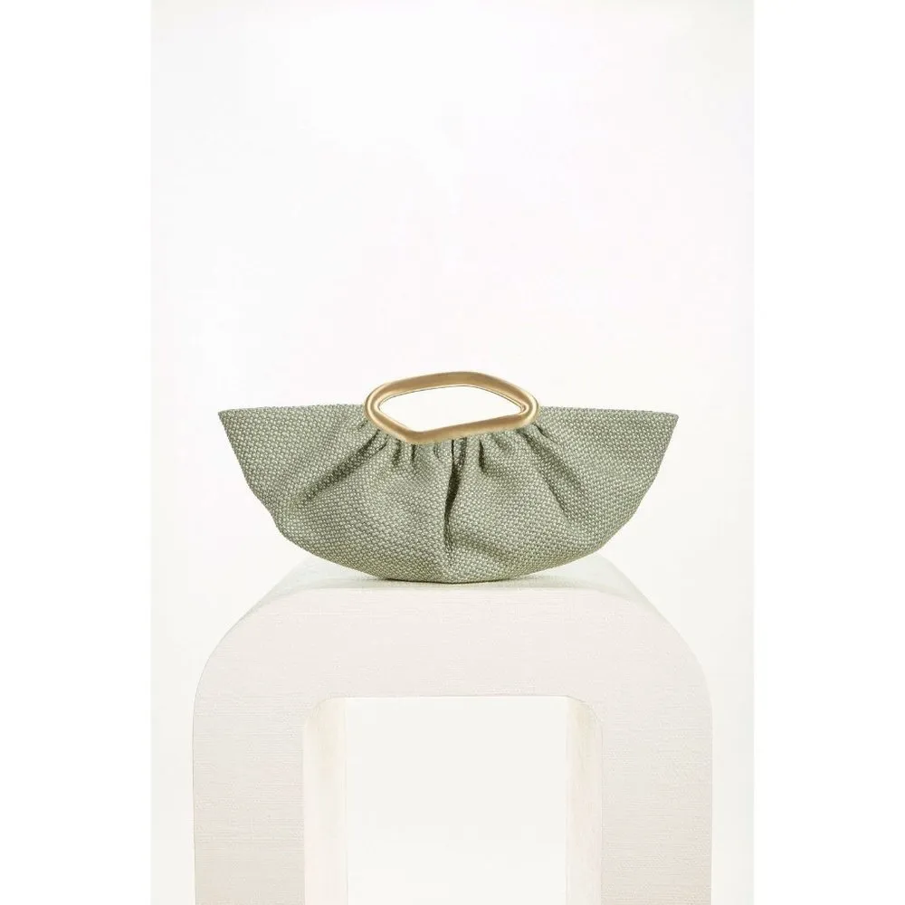 💕CULT GAIA💕 Jada Top Handle Clutch Bag Raffia ~ Mint Green NWT - Image 3