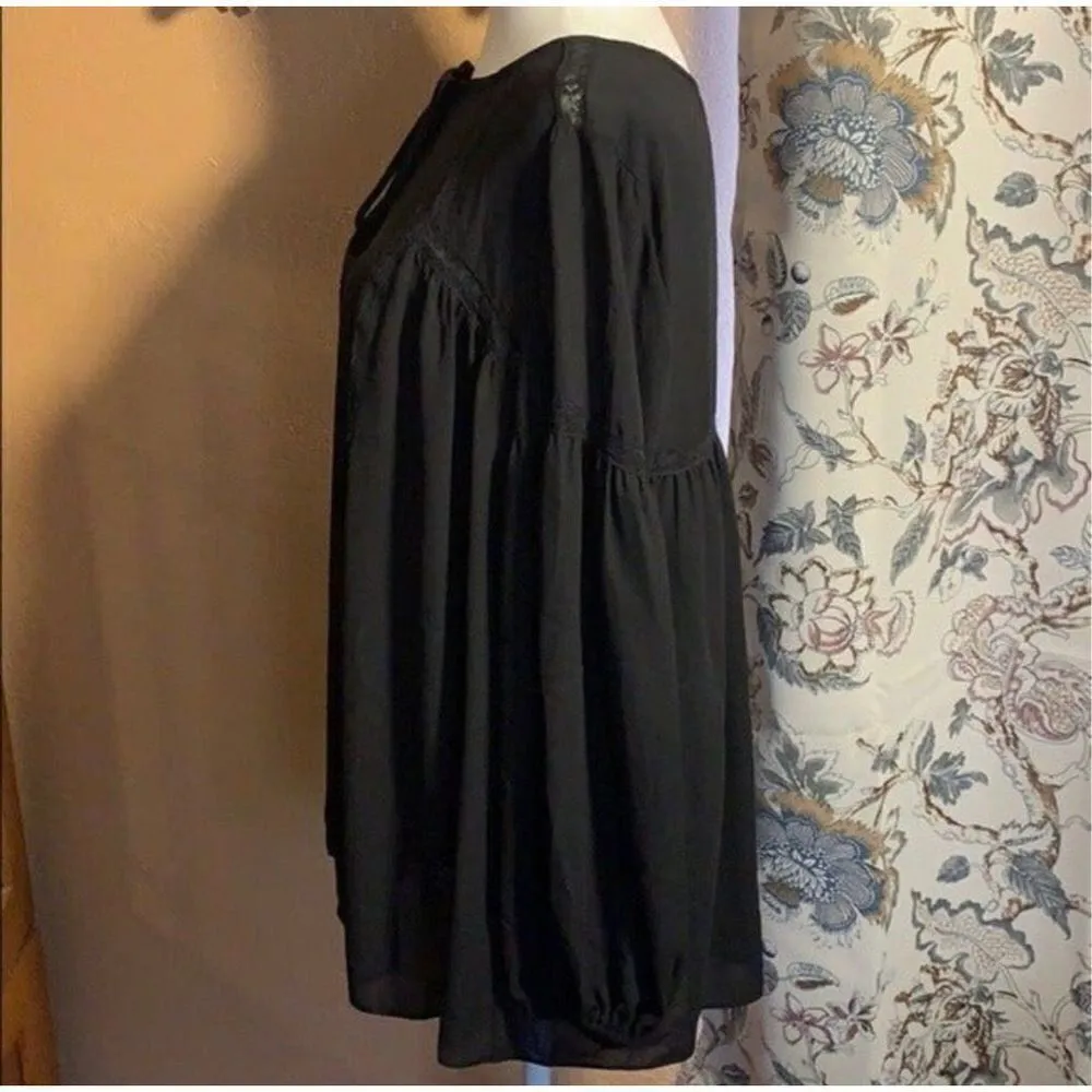 Max Studio  Sheer Black Long Sleeve Tunic Top Size Medium - Image 8