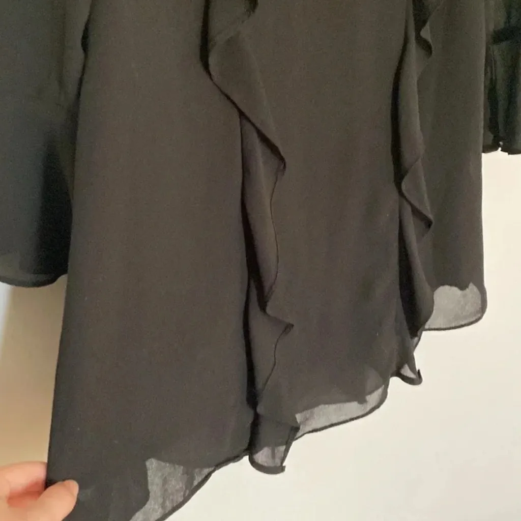 American Threads Black Long Sleeved Ruffle Dress Size Small - Image 4