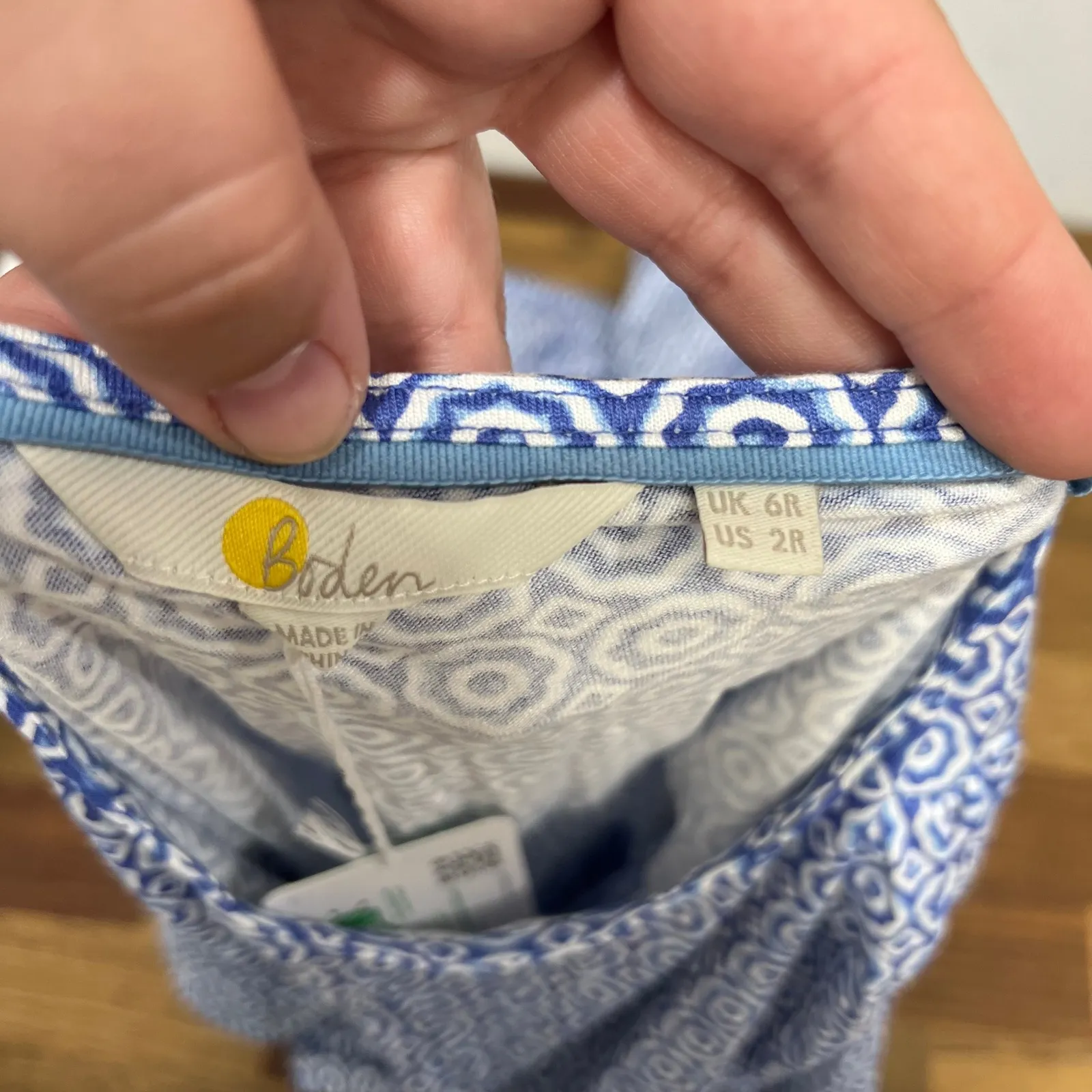 Boden Womens Dress 2 NWT $98 Jersey Knit Midi‎ Short Sleeve Bloom Geo Bluebell Blue - Image 4