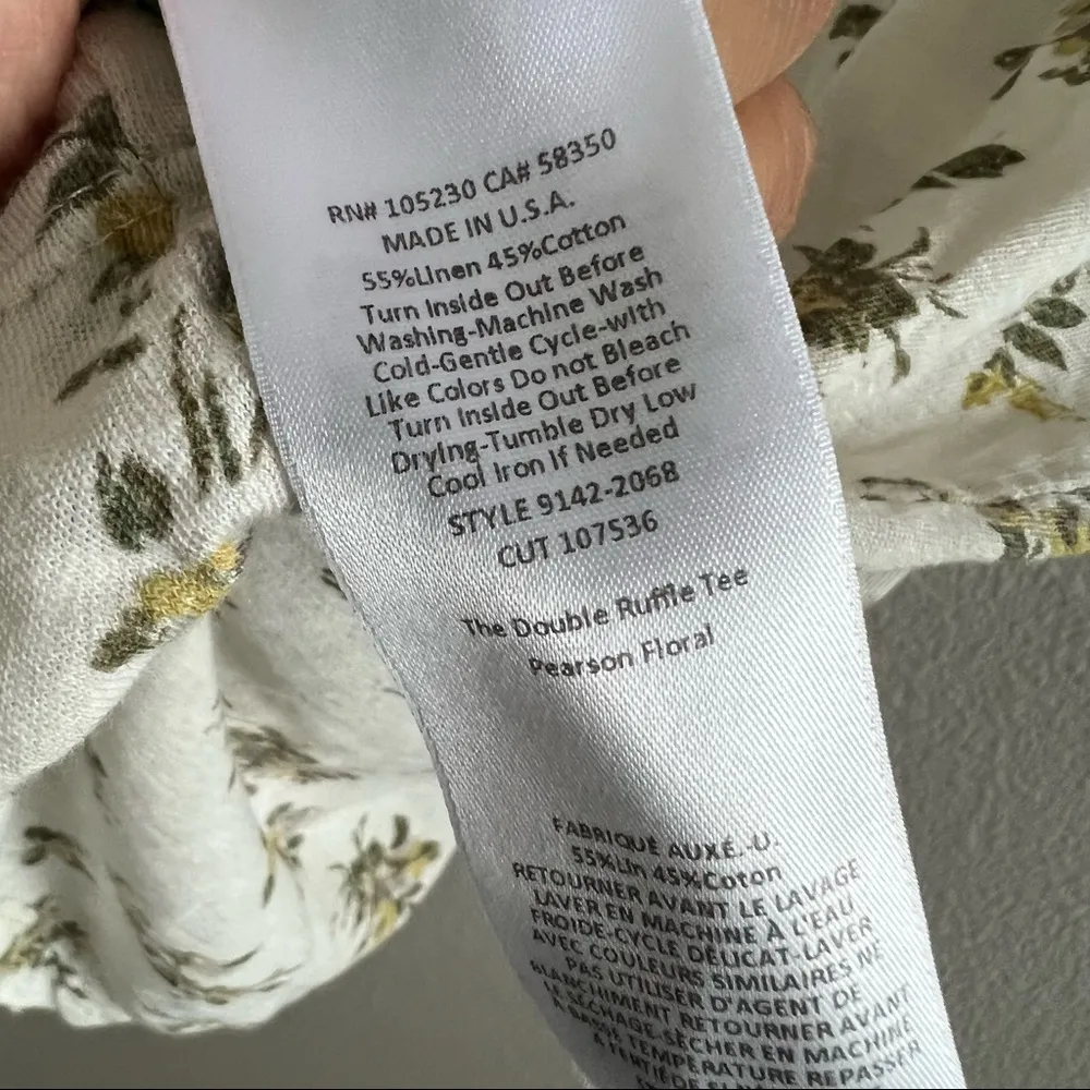 Current/Elliott The Double Ruffle Tee Linen Cotton Pearson Floral 2 - Medium - Image 10