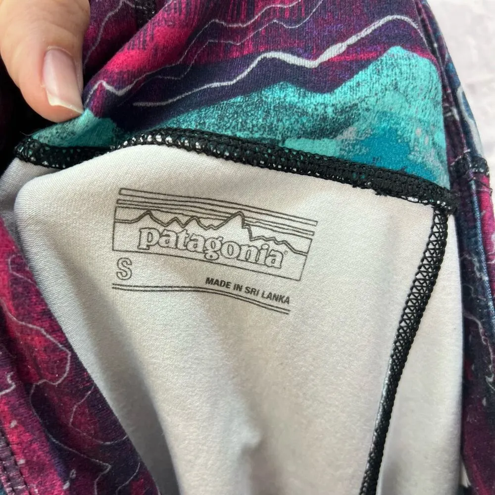 Patagonia Yoga Centered Crop Capri Tights Canyon Glades Size S Teal Pink - Image 7