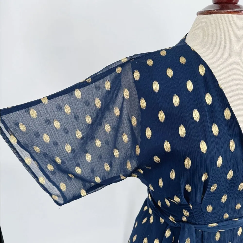 Hutch Gemma Maxi Wrap Dress Navy‎ with Metallic Gold XS - Image 8