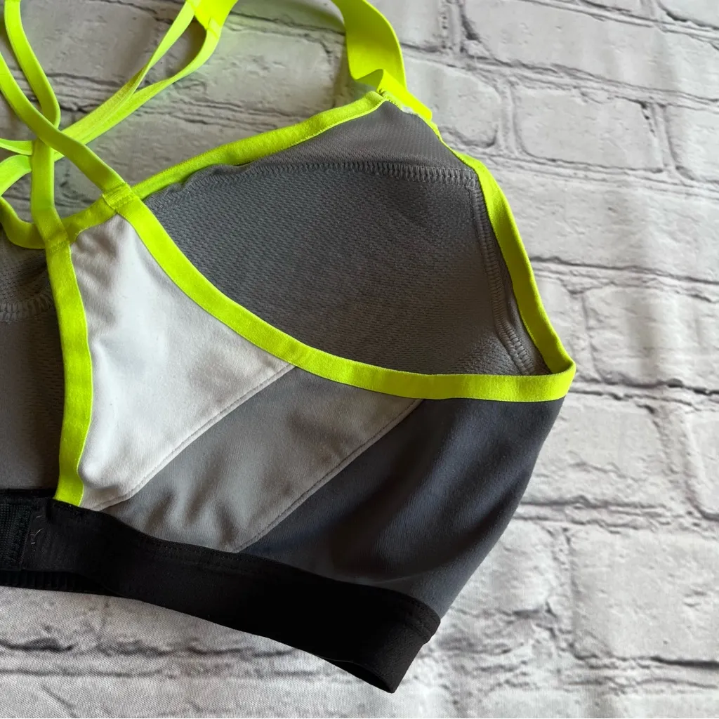 VSX Sports Bra Victoria's Secret 34C Gray & Neon Green Workout Running Gym Top Size undefined - Image 4