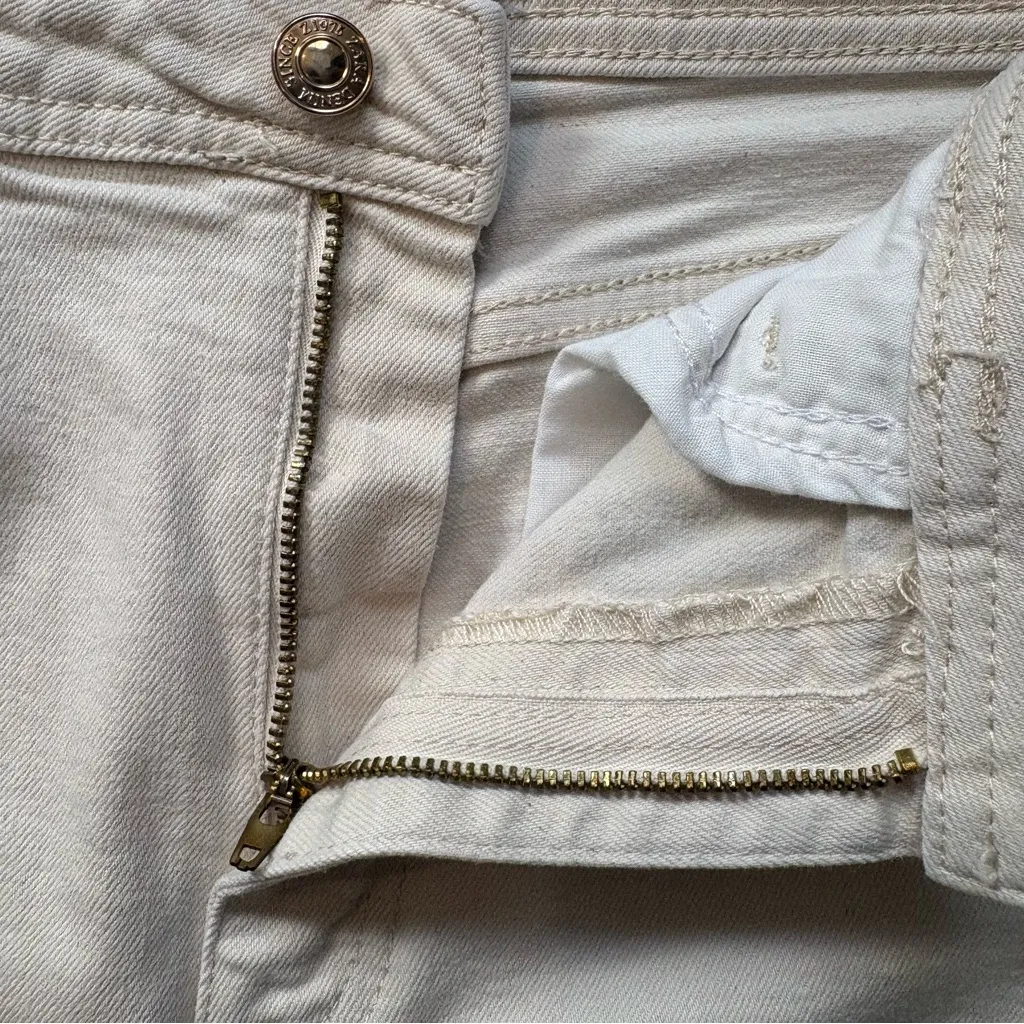 ZARA Ecru Wide Straight Leg Side Vent High Rise Jeans, Sz 6, 32.5” Inseam - Image 10