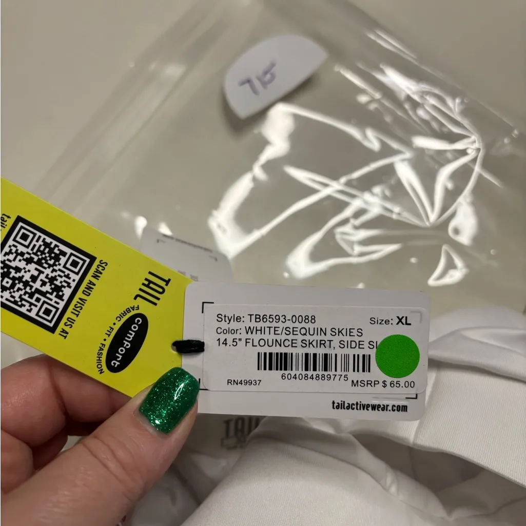 Tail White Blue Sequin Skies Tennis Athletic Skort Flounce Skirt Size XL New - Image 7