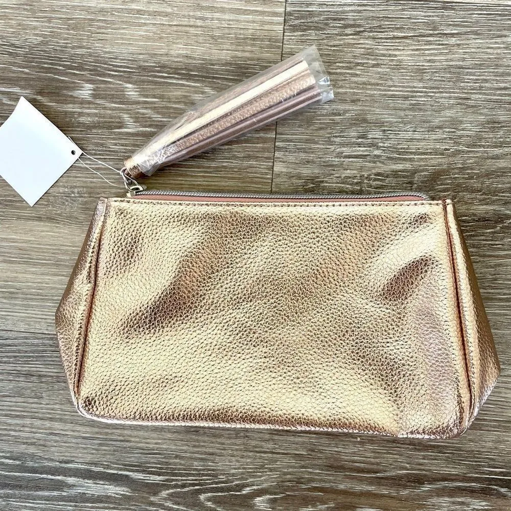 Nordstrom new gold make up bag - Image 5