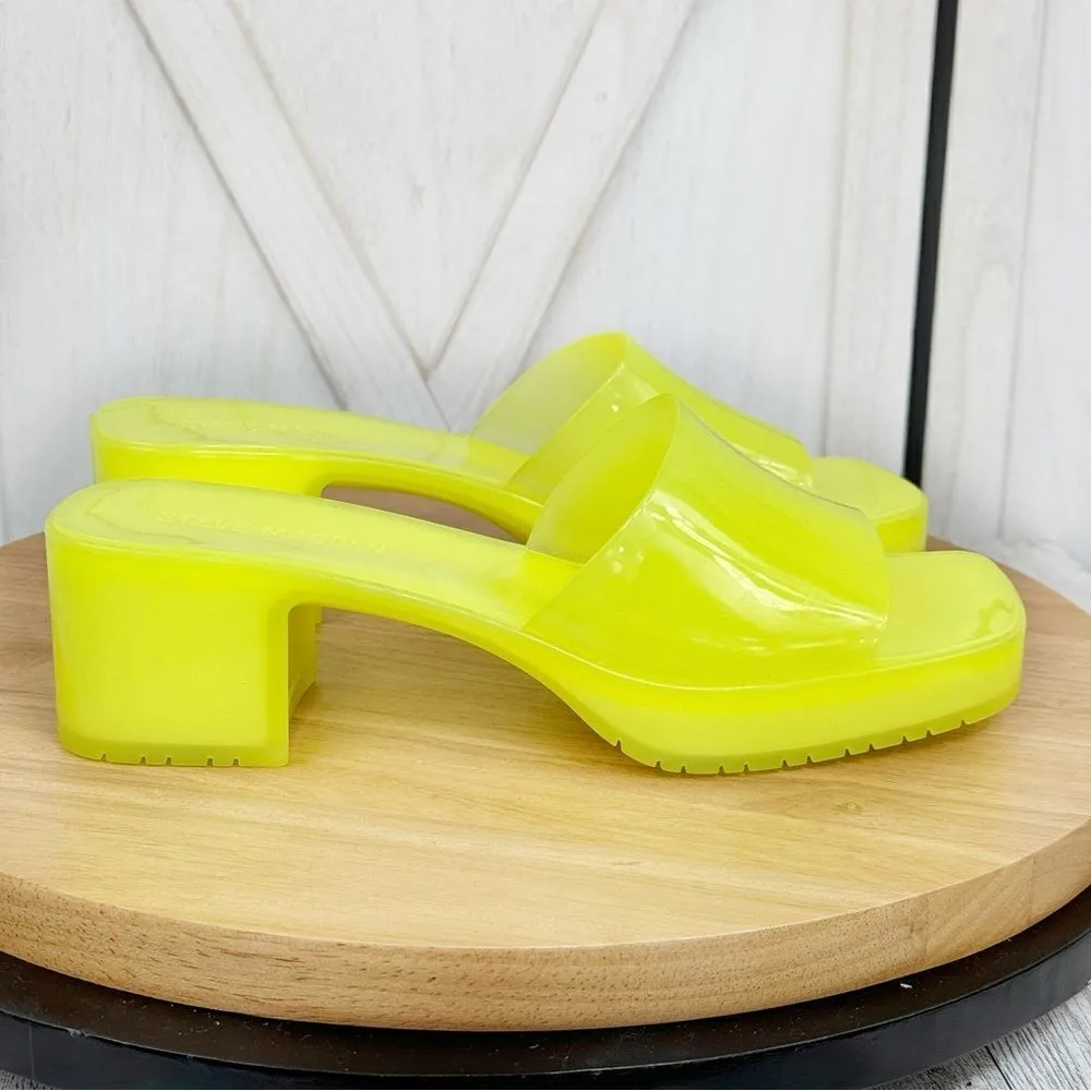 Steve Madden Harlin Chunky Jelly‎ Neon Slide Sandals Citron Yellow 9 Y2K - Image 3