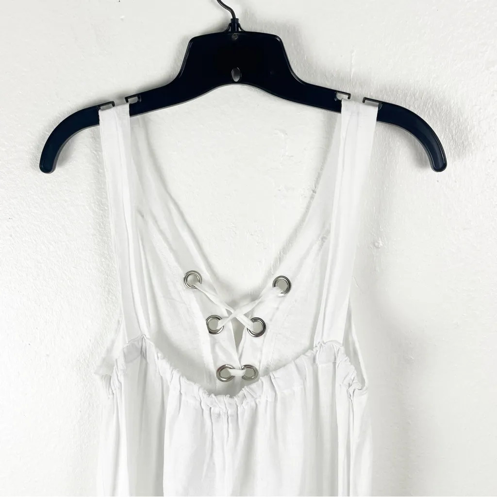 LAURA GOTTI 100% Linen White Tie Tassel Top Sleeveless Maxi Dress Size Large - Image 10