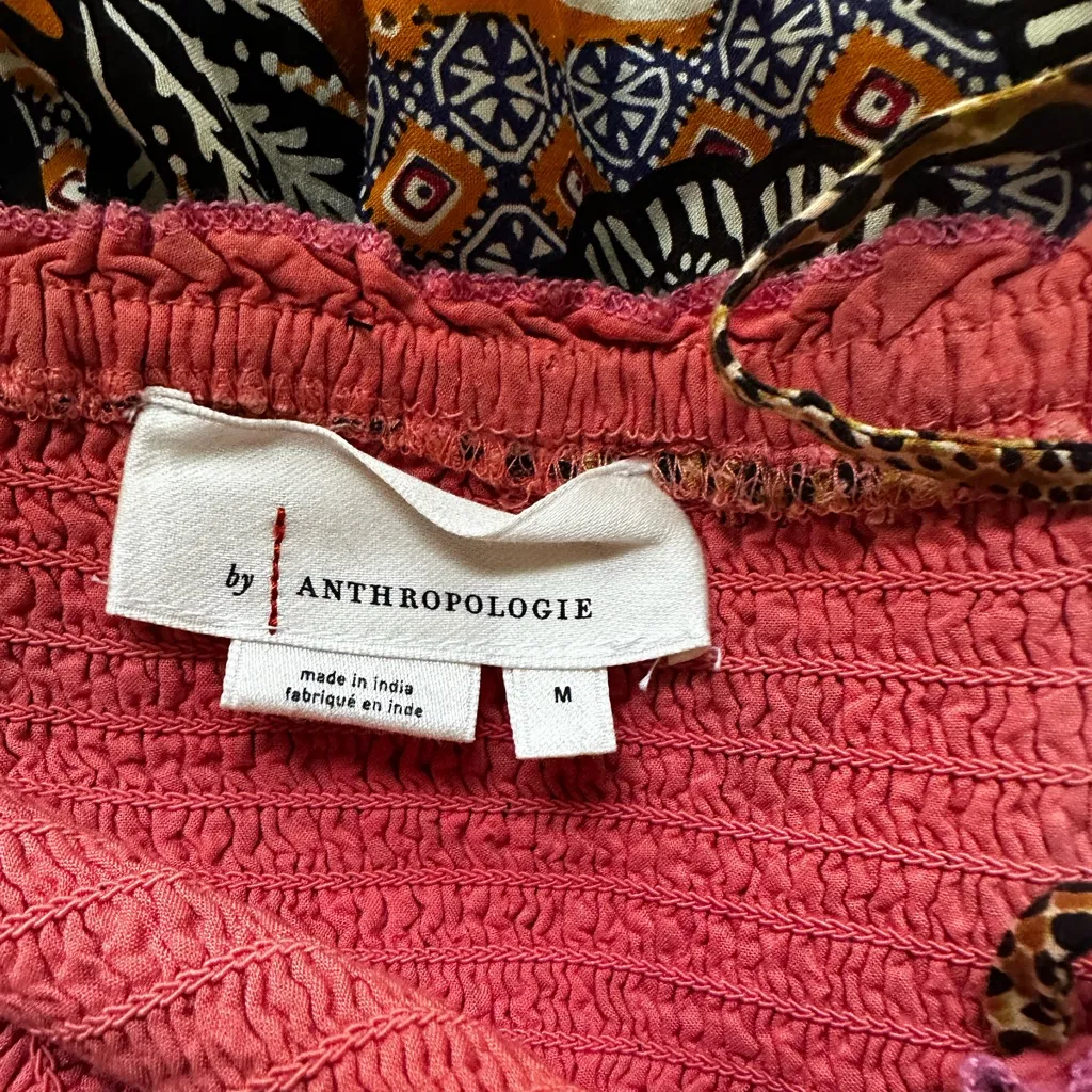 Anthropologie Jamila Smocked Maxi Dress Butterfly Boho Hippie Indie Beachy Orange Size M - Image 7