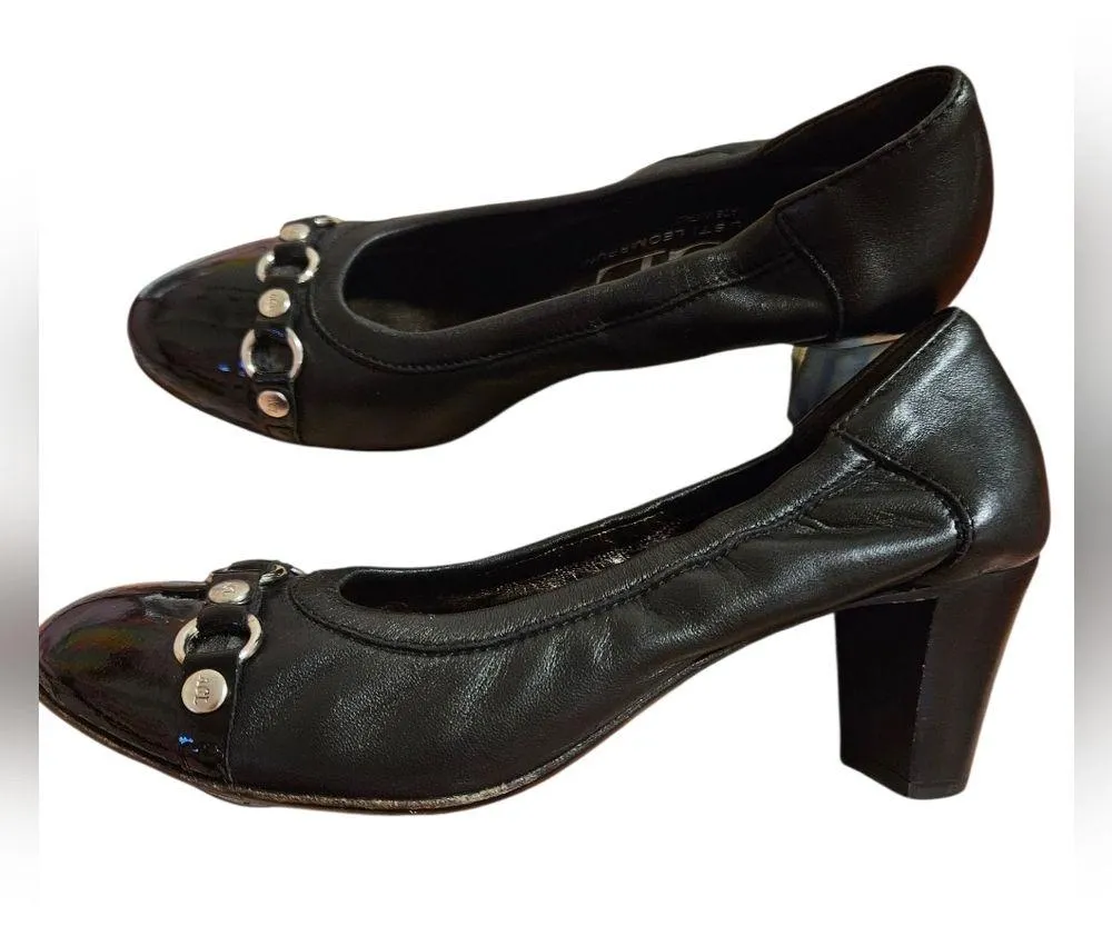 AGL Black Patent Leather Flats with Silver Accents Size 6 - Image 3