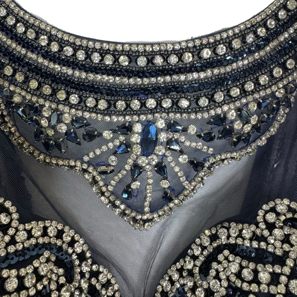 NWT Jovani A-Line Princess Scoop Beaded Long Dress Formal Navy 21030 Size 4 - Image 11