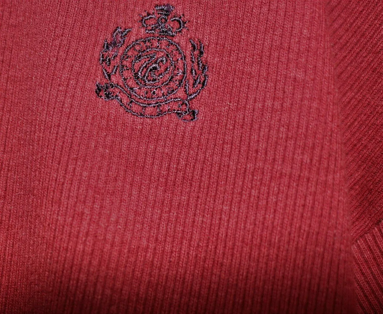 Vintage Red Knit Sweater Collared Shirt - Image 3