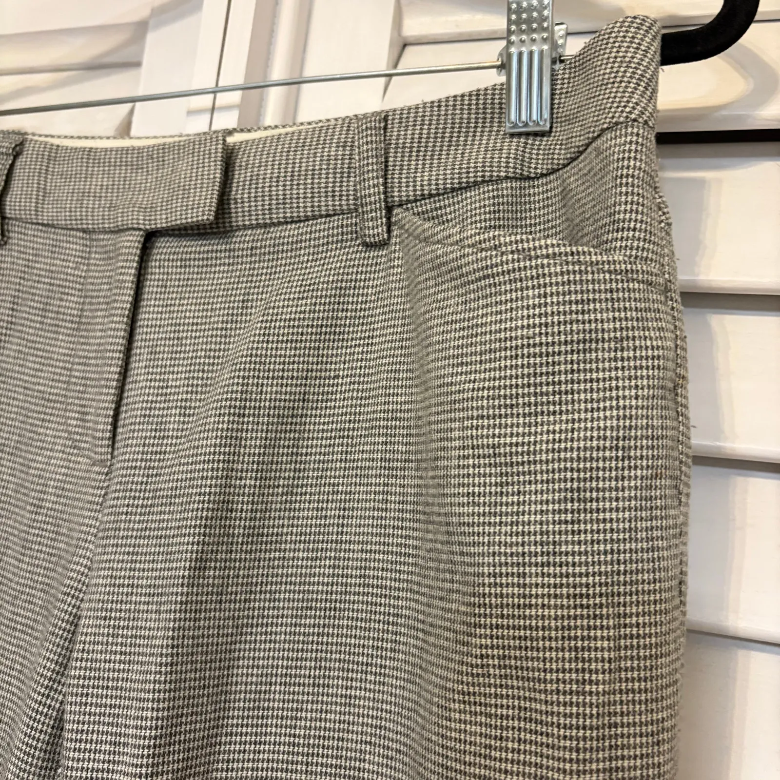 J. Crew Gray and White Houndstooth Print Wool Blend Dress Pants Size‎ 4 - Image 4
