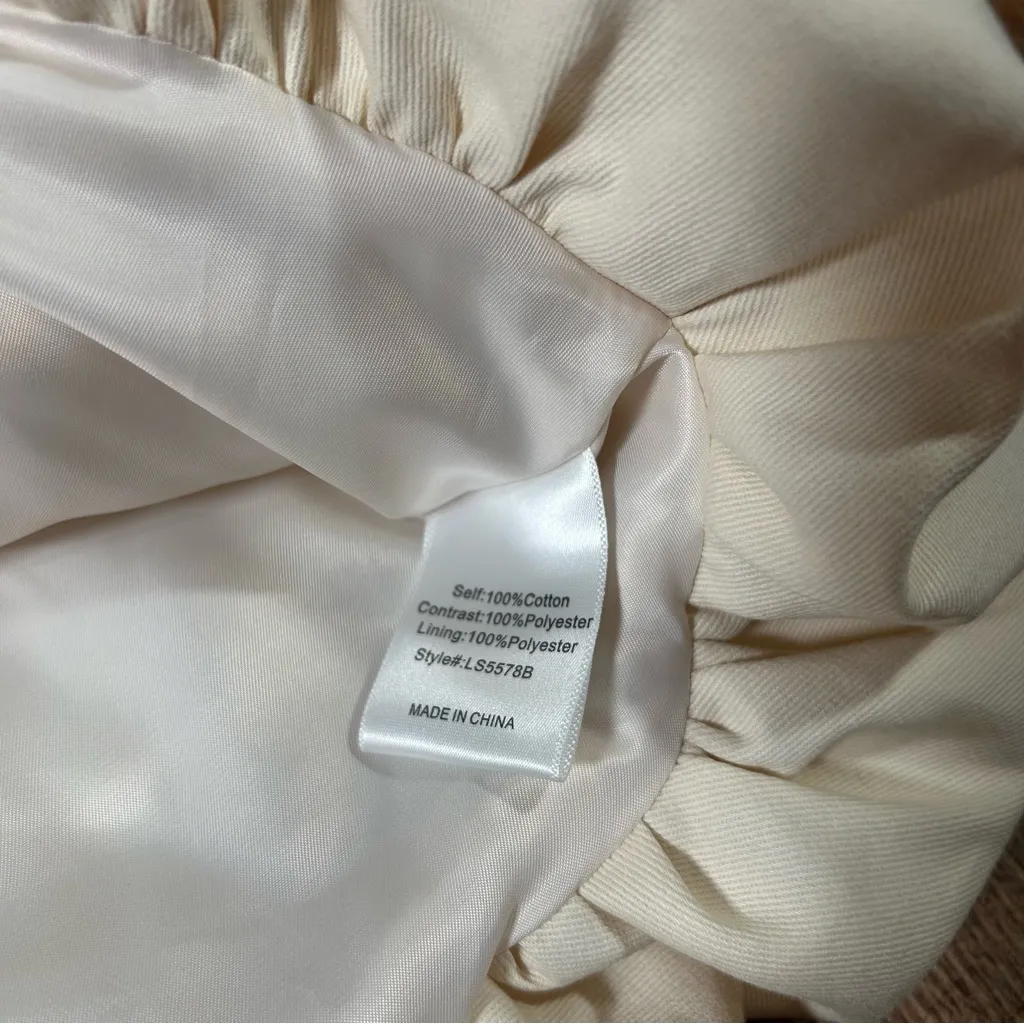 Line & Dot Cream Bubble Balloon Mini Skirt Size Small Balloon Hem Lined Romantic - Image 5