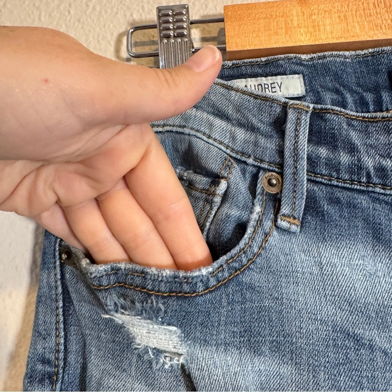 Driftwood Blue Distressed Skinny Jeans Womens 30 Audrey Mid Rise Fall Denim - Image 6