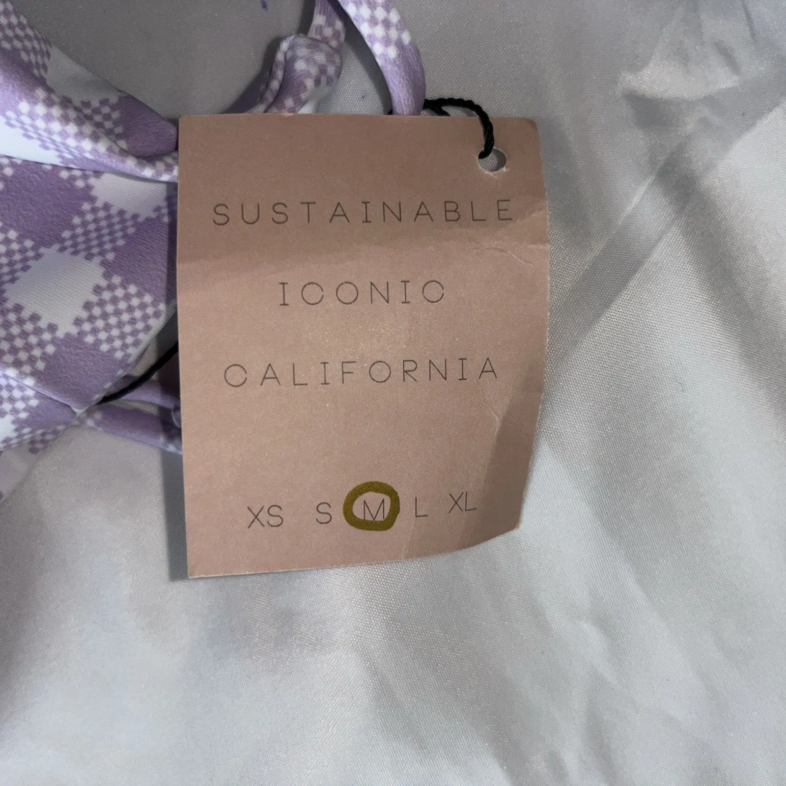 Skatie swimsuit top bikini M purple check ginham swim beach preppy NWT - Image 5