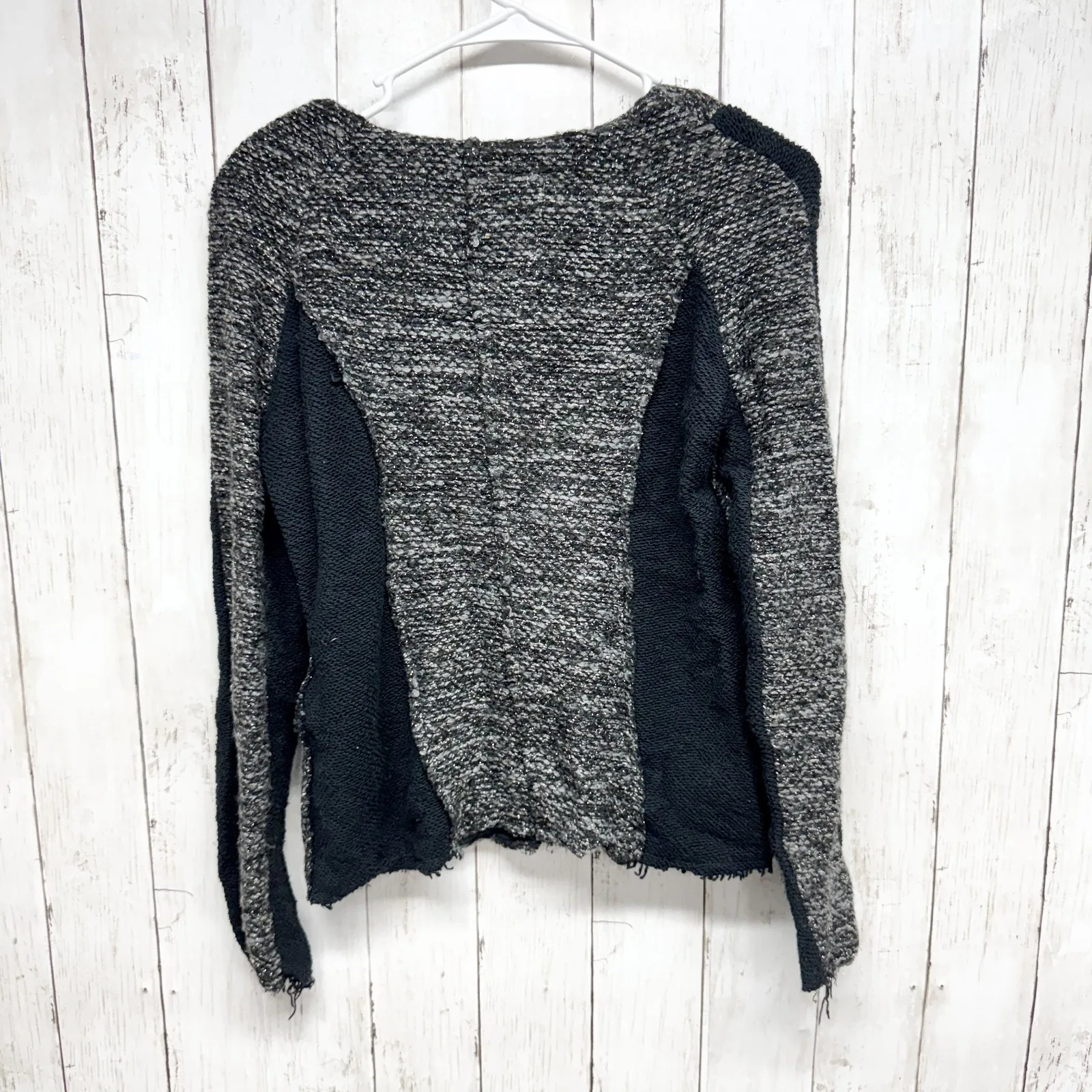 Cartonnier Jacket Women Size Small Black Gray Lurex Knit Tweed Sweater Blazer - Image 9