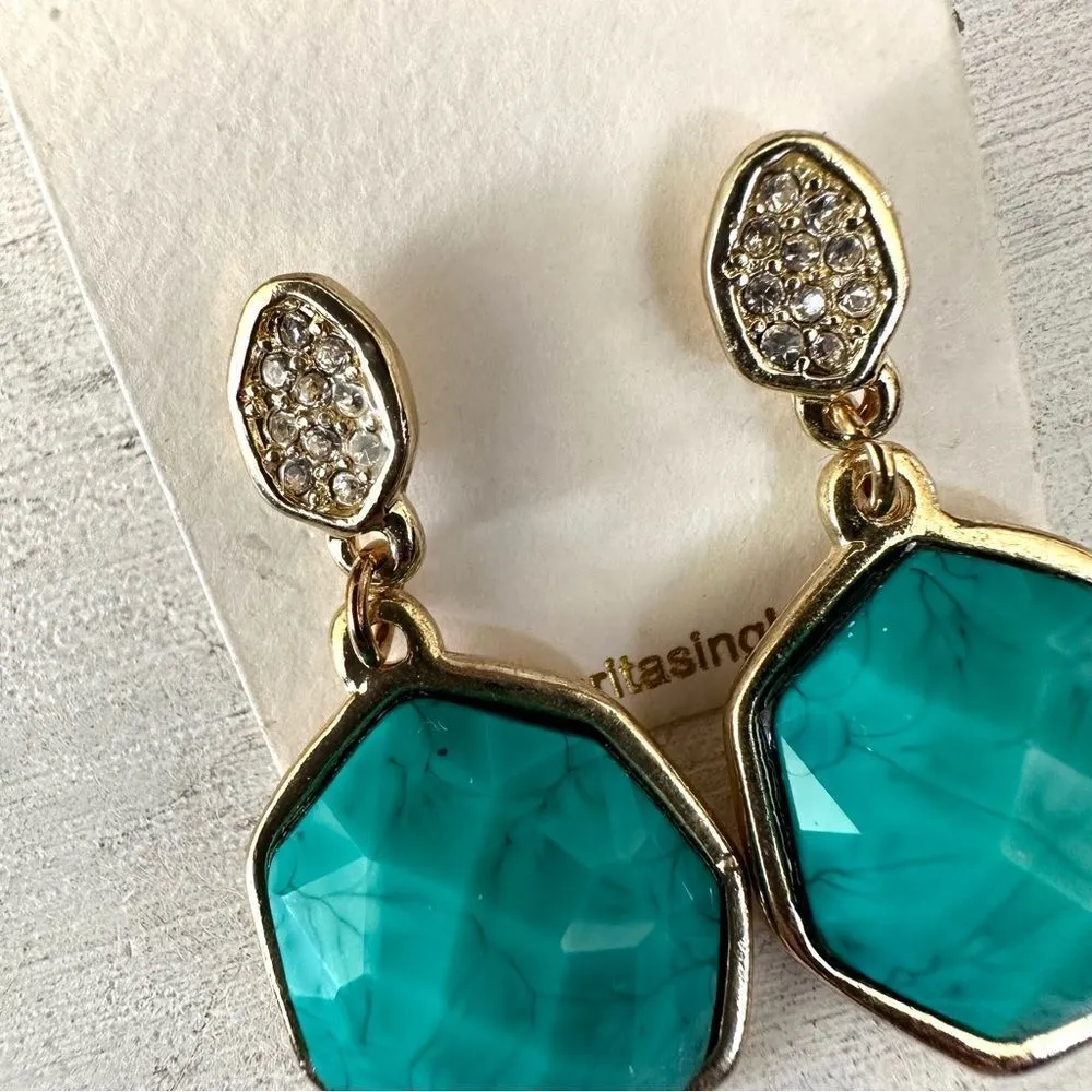 Amrita Singh blue and crystal drop post earrings - Image 8