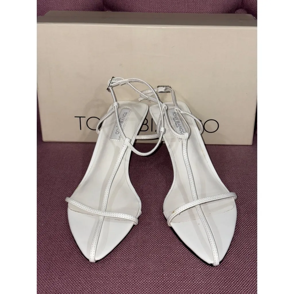 Tony Bianco Fast Heels in Milk Capretto White 7 New with Box Womens Low Sandals - Image 7