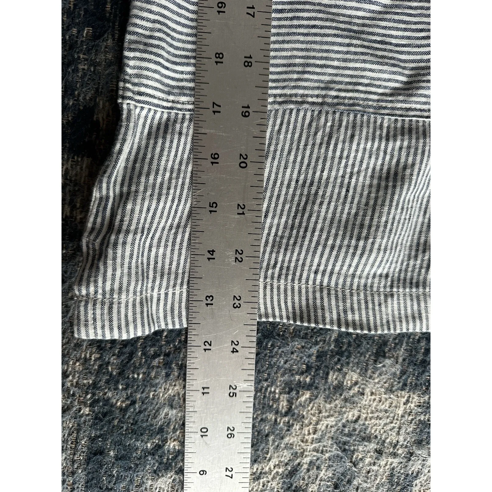 Tahari Linen Blue Stripe Top Women’s Medium 3/4 Sleeve Lagenlook Popover Preppy - Image 4