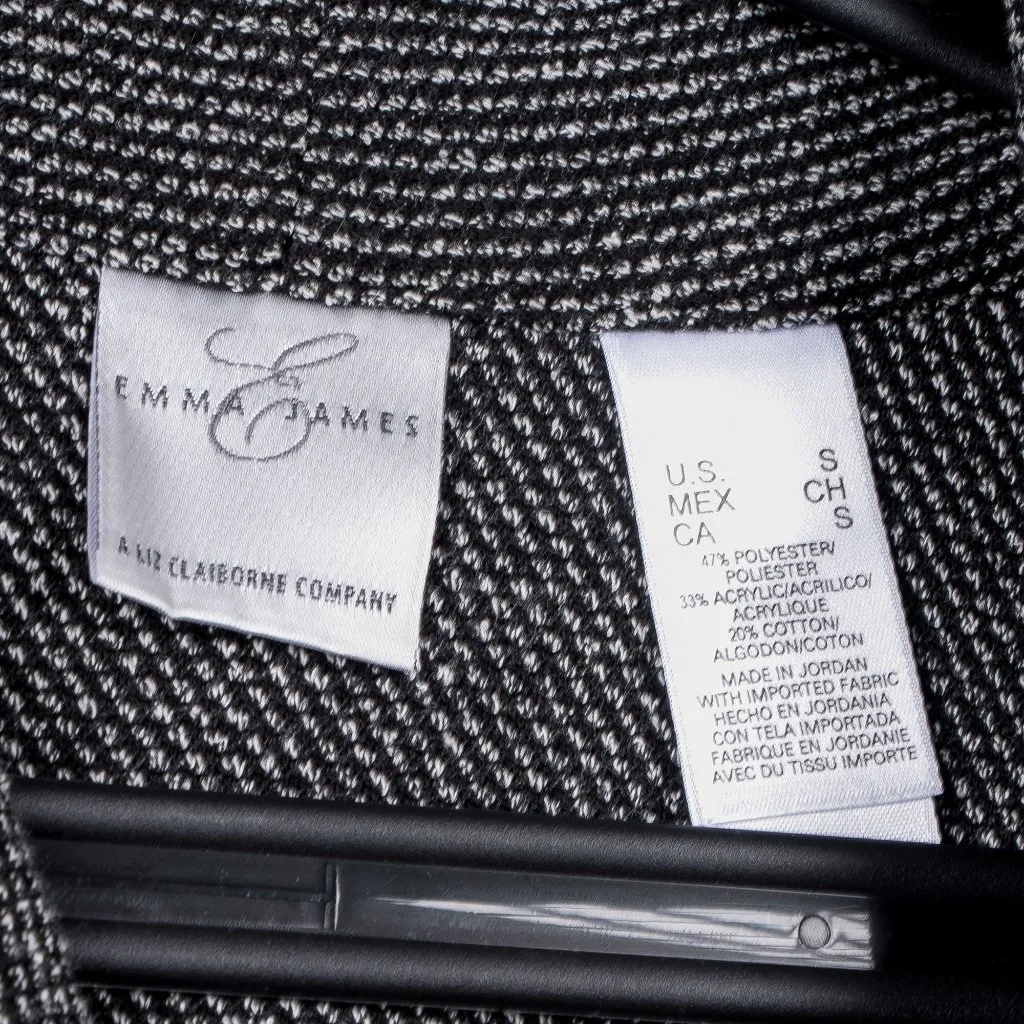 Emma James Blazer S Womens Liz Claiborne Black Velour Trim Buttons Collar - Image 6