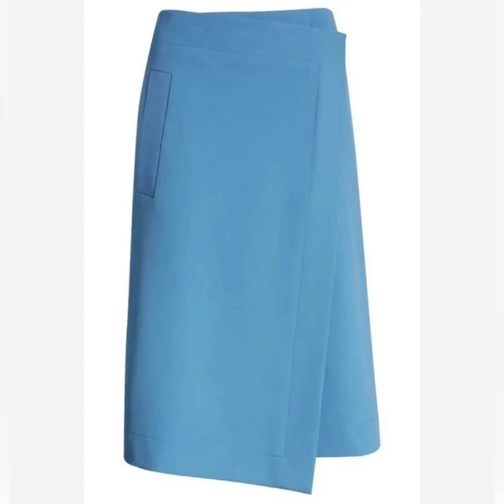 NEW Hugo Boss Vollemo Wrap Front A-Line Midi Skirt in Mountain Blue Size 4, $298 - Image 3
