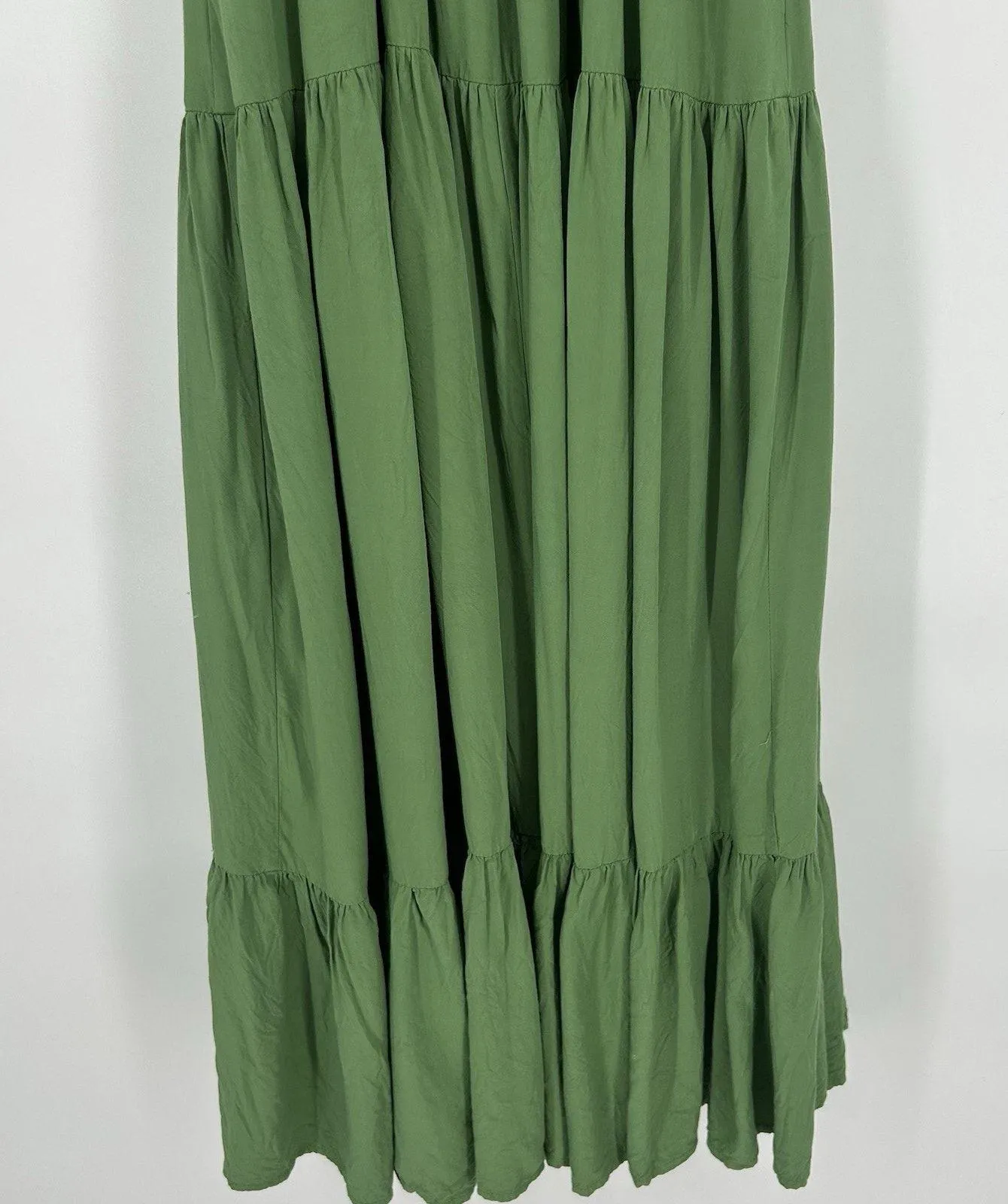 Wishlist Green Smocked Midi Dress Tiered Boho Fairy Pockets Sleeveless Size M - Image 8