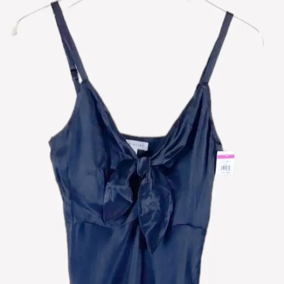 Socialite Satin Front Tie Black Midi Dress Size Small NWT - Image 4