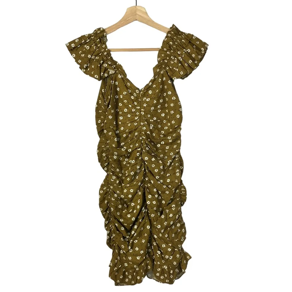 Zara Brown Floral Button Down Bodycon Mini Dress M - Image 22