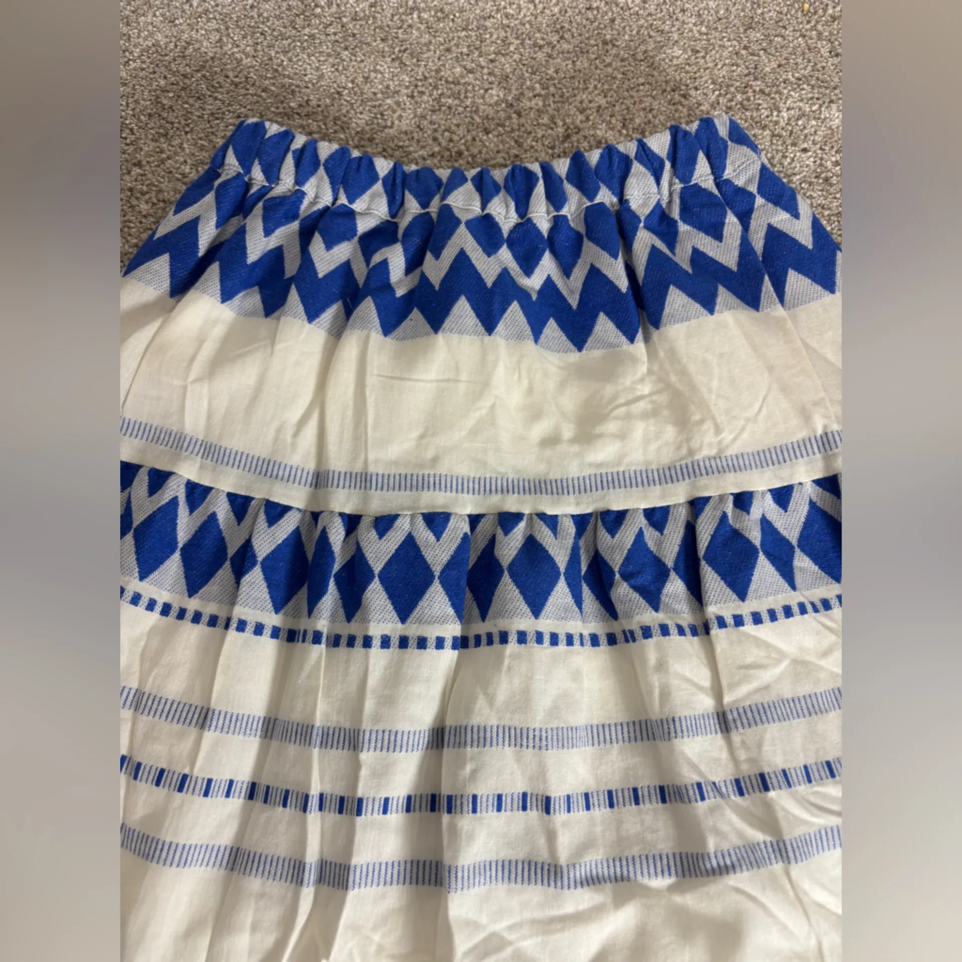Anthropologie Kasia Size XS Womens Cream & Blue Eros Tiered Maxi Skirt - Image 11