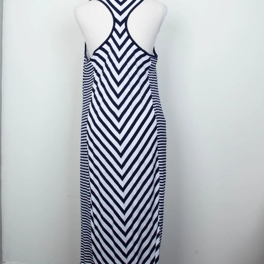 Soma Womens Weekend Striped‎ Soft Jersey Maxi Dress Size L Stretch Vacation - Image 5