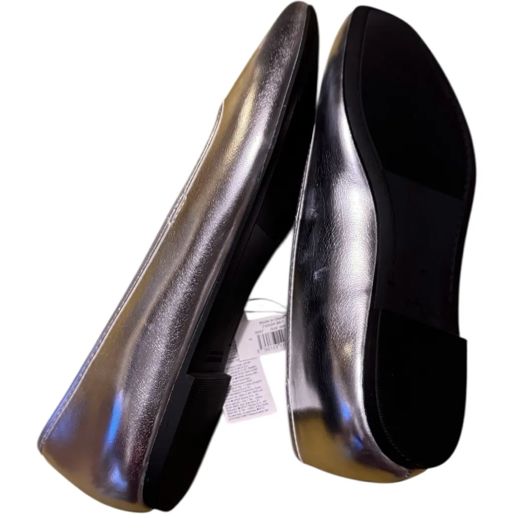 Old Navy Women's Mary Jane  Low Heel Ballet Silver Loafers with Black Strap Sz 7 - Image 7