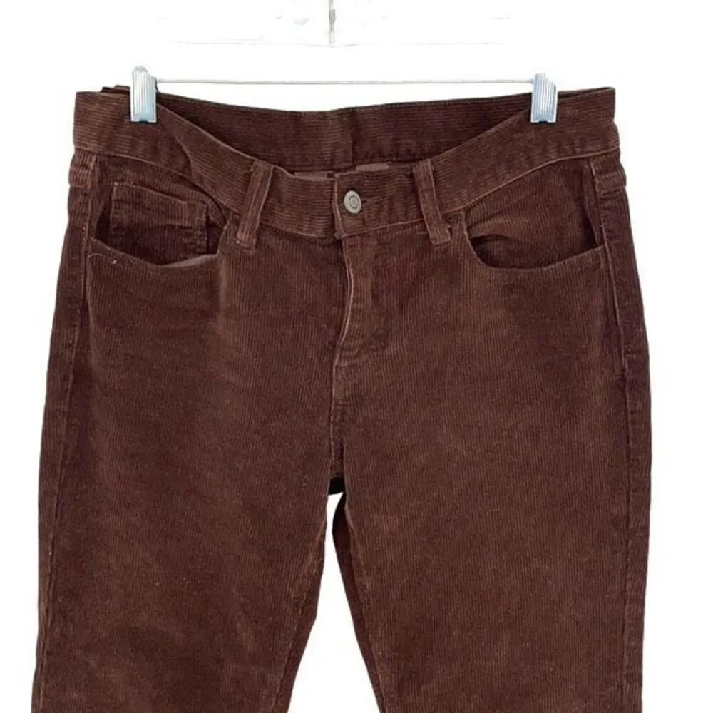 John Galt Womens Mid Rise Stretch Corduroy Flared Bootcut Pants Brown Small - Image 2