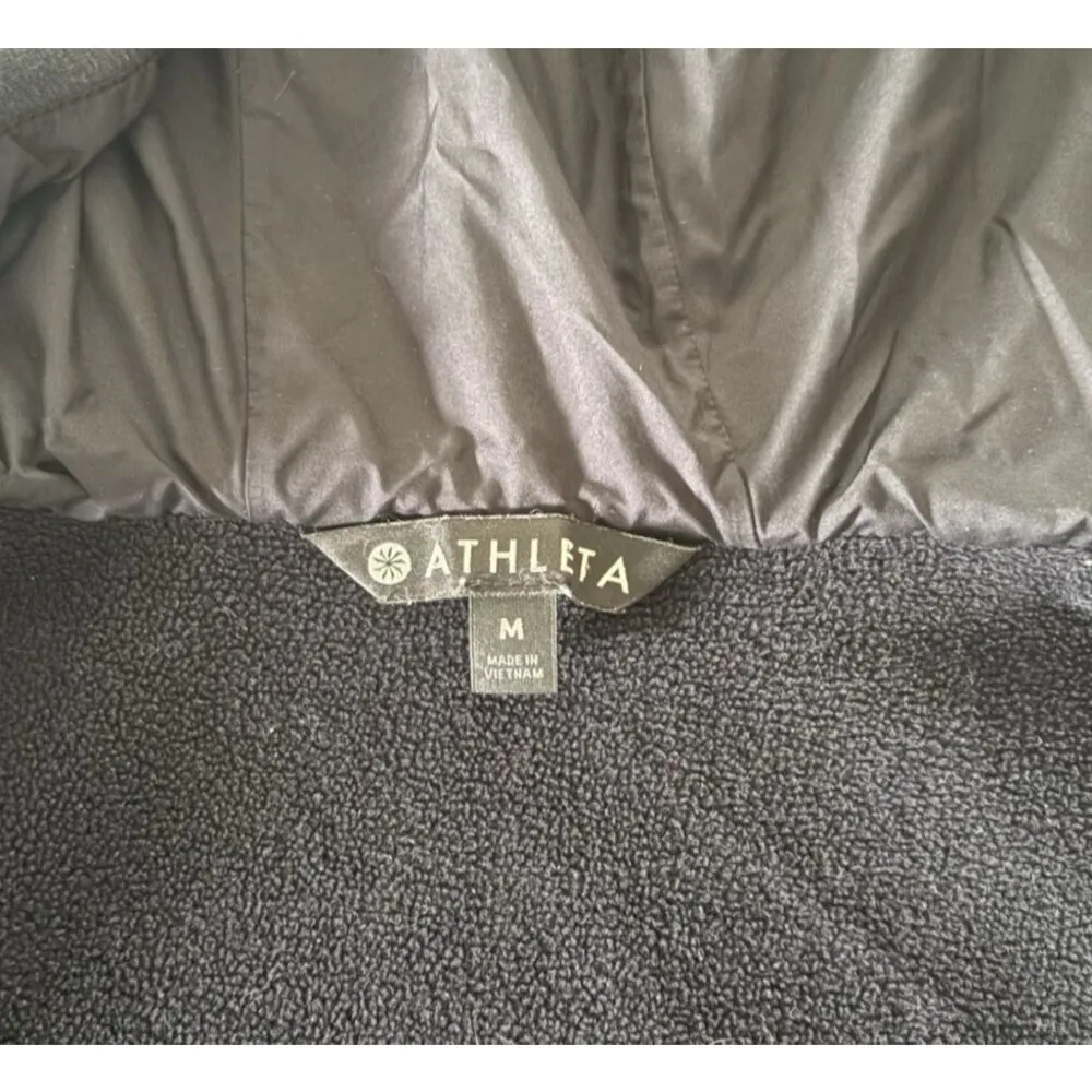 Athleta Cozier Jacket Size Medium Black Puffer Hoodie Insulated PrimaLoft 350839 - Image 5