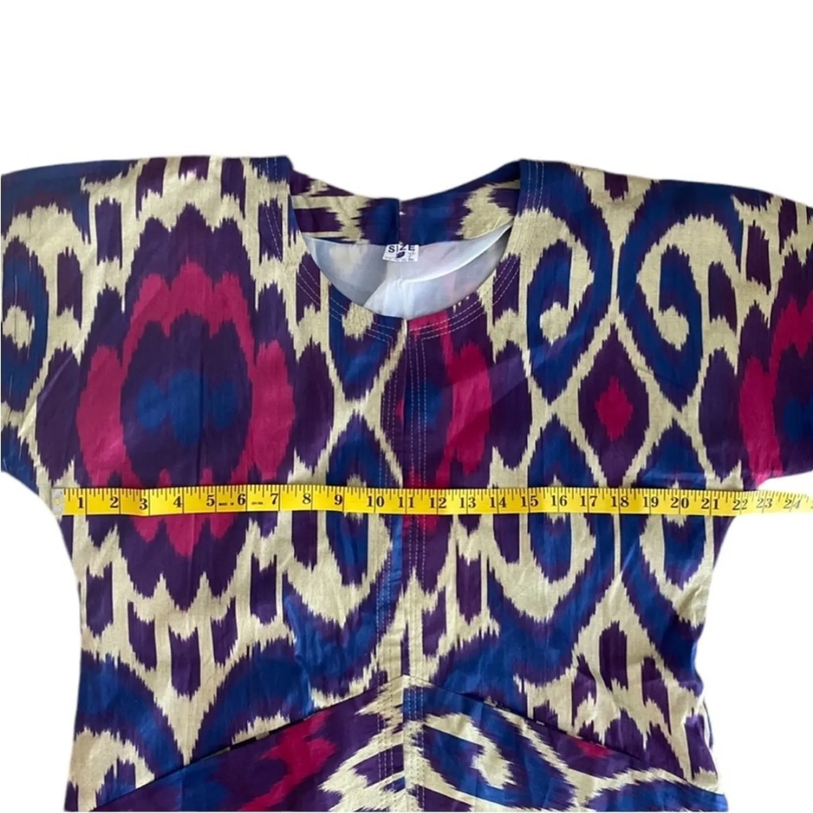 Womens Jacket Medium Large Shacket Boho Kimono Bohemian Ikat RARE Art to wear Purple - Image 11