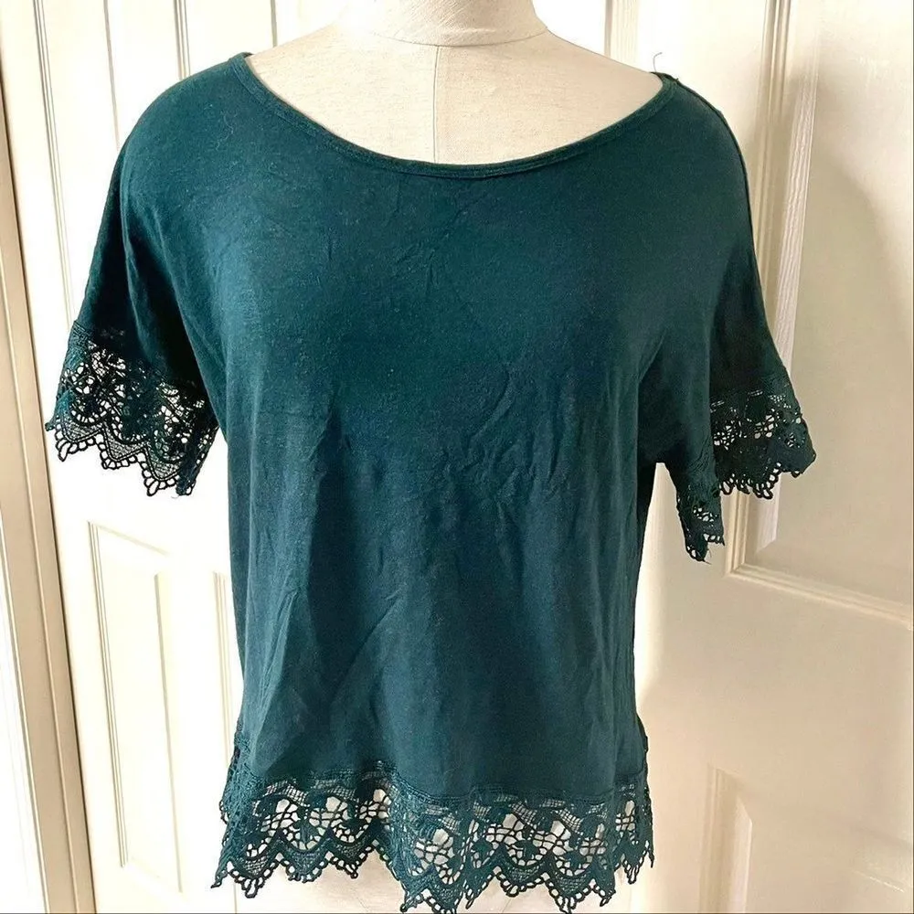 Chloe K green lace short  sleeved top - Image 10