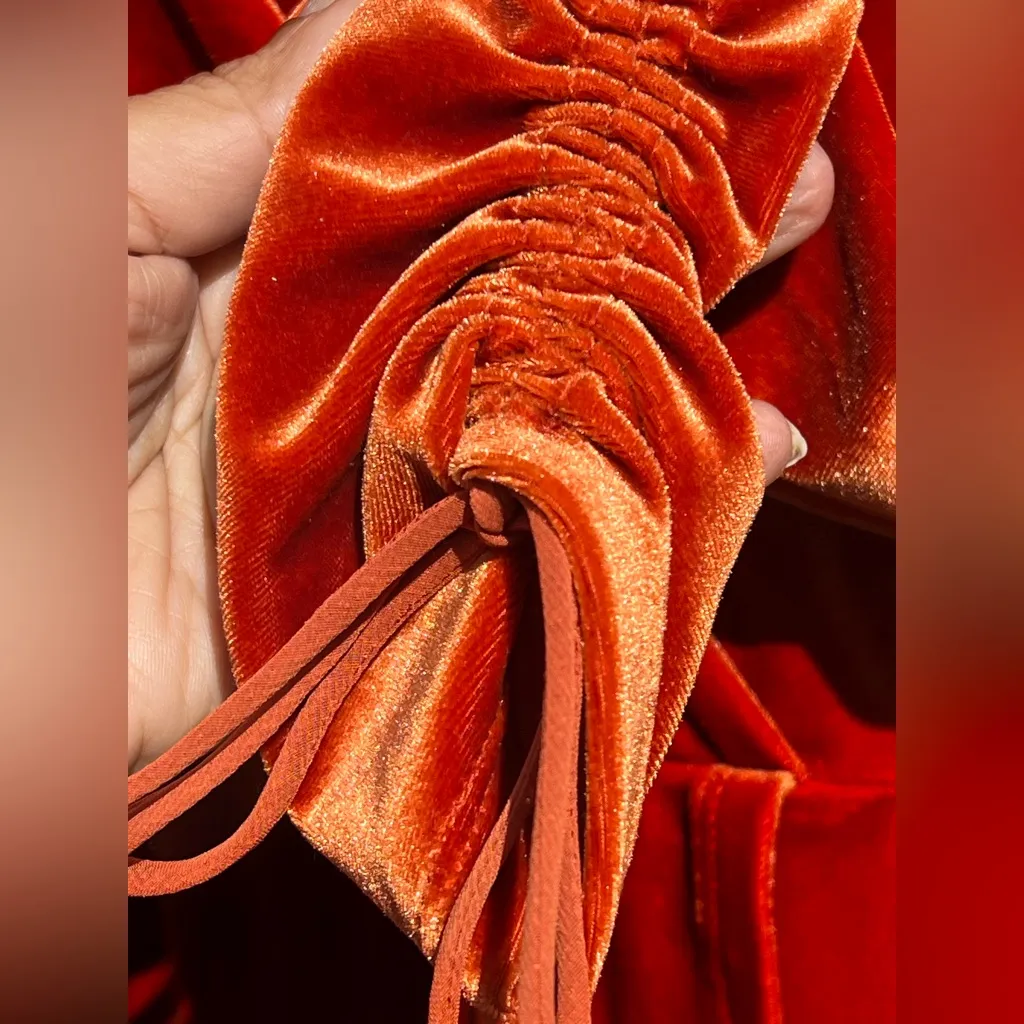 Urban Outfitters Romper  Velvet Surplice Playsuit Terra -Cotta - Image 10