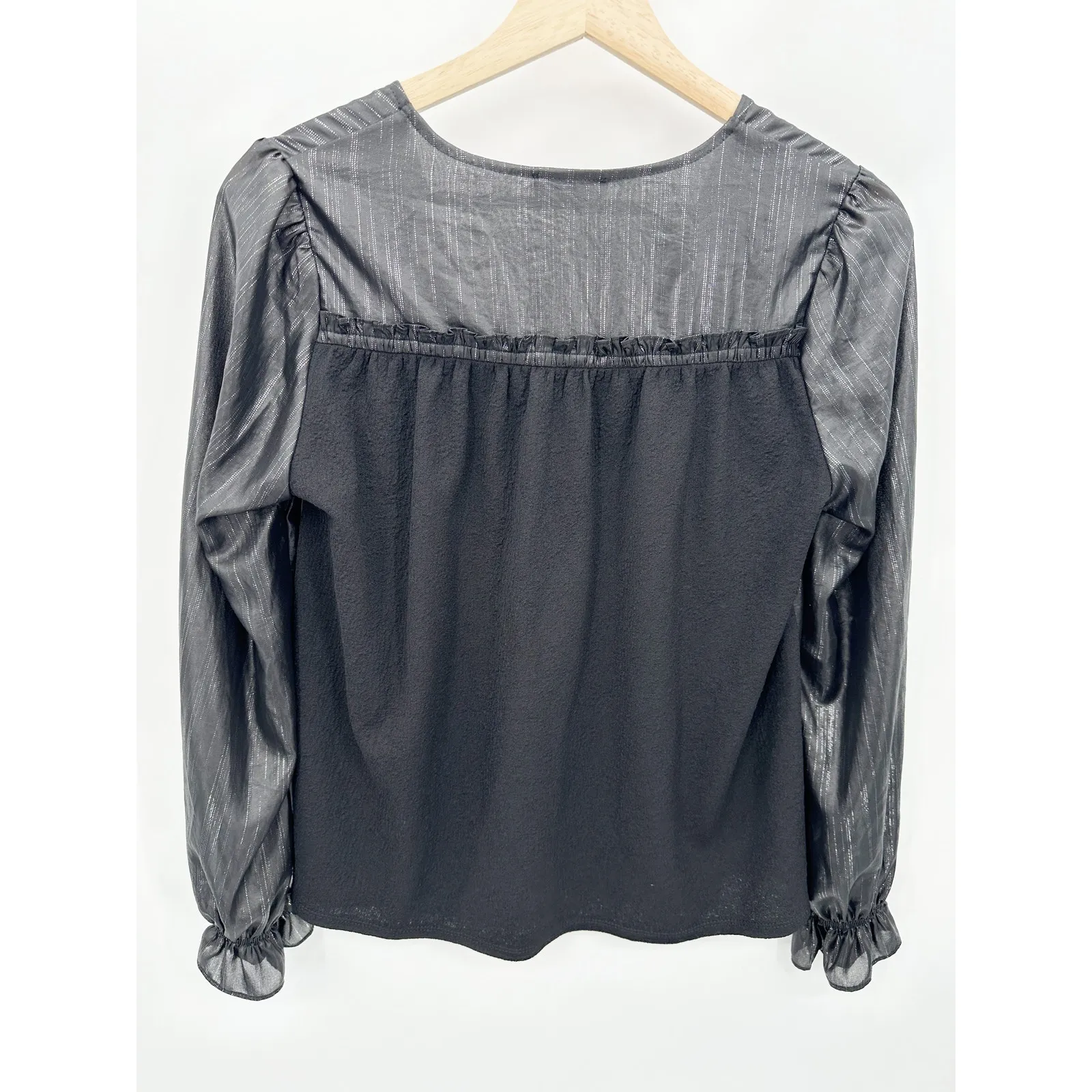 Current Air Women Black Metallic Long Sleeve Top Size XS Holiday Party Event - Image 2