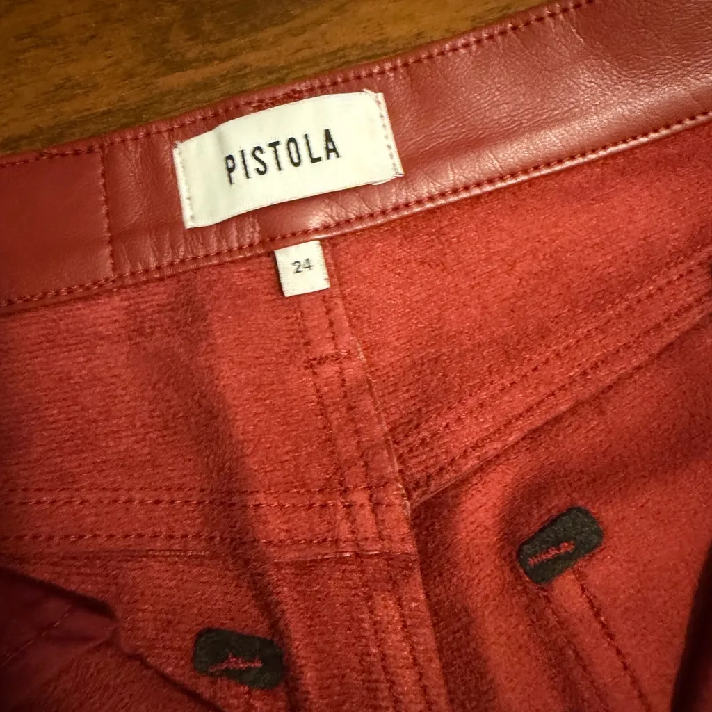 Pistola Red High Crop Bootcut Faux leather Jeans Size 24 - Image 4